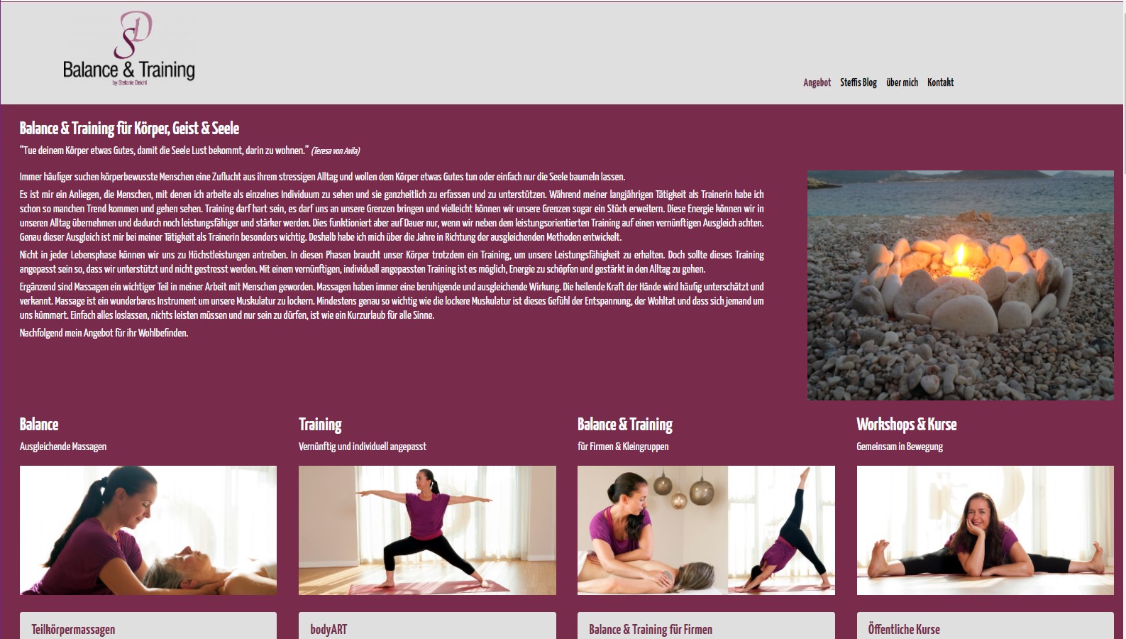 Balance & Training Screenshot Website