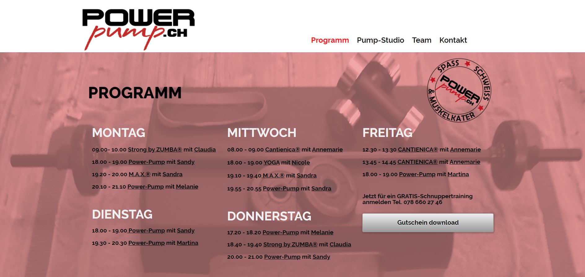 Pump-Studio Steinen Screenshot Website